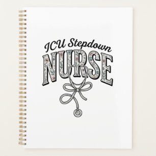 ICU Stepdown Nurse Vintage Floral Stethoscope Shir Planner