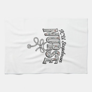 ICU Stepdown Nurse Vintage Floral Stethoscope Shir Tea Towel
