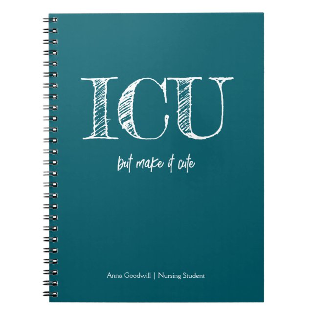 ICU Trendy Minimalist Caribbean Nursing Student Notebook (Front)