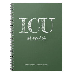 ICU Trendy Minimalist Olive Green Nursing Student Notebook