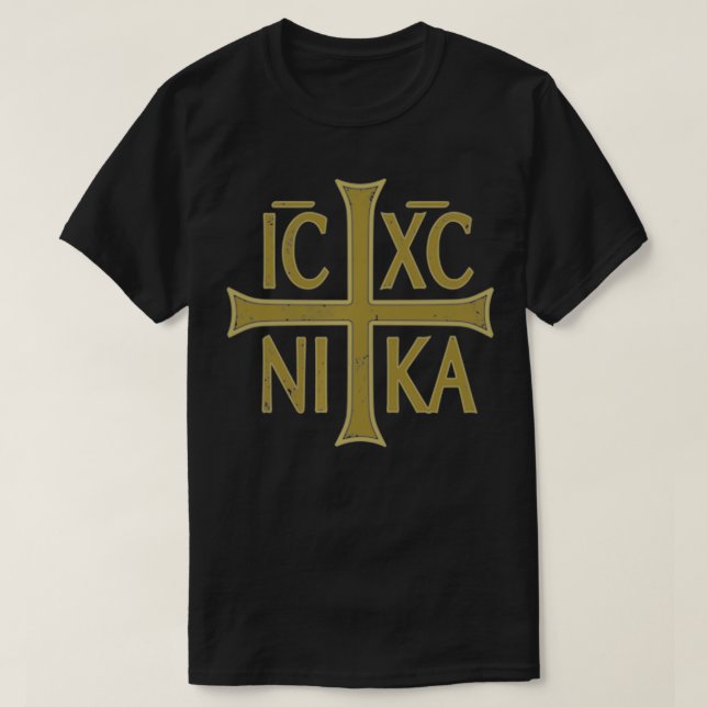 ICXC NIKA Christogram Cross Orthodox Christian Dis T-Shirt (Design Front)