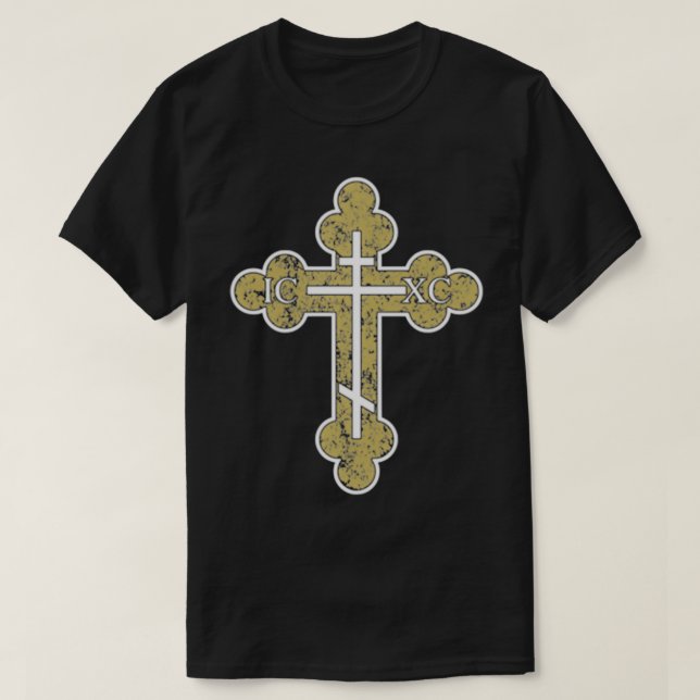 ICXC NIKA Cross Christogram Vintage Orthodox Chris T-Shirt (Design Front)