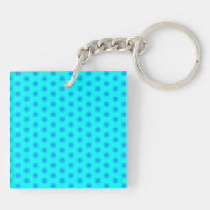 Icy Aqua and Blue Snowflake Pattern Key Ring