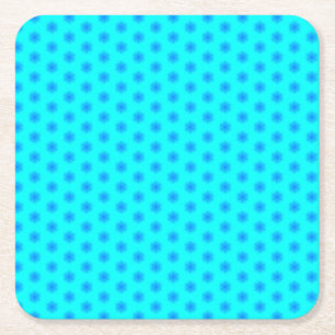 Icy Aqua and Blue Snowflake Pattern Square Paper Coaster