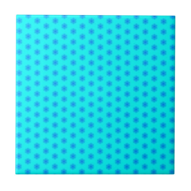 Icy Aqua and Blue Snowflake Pattern Tile (Front)