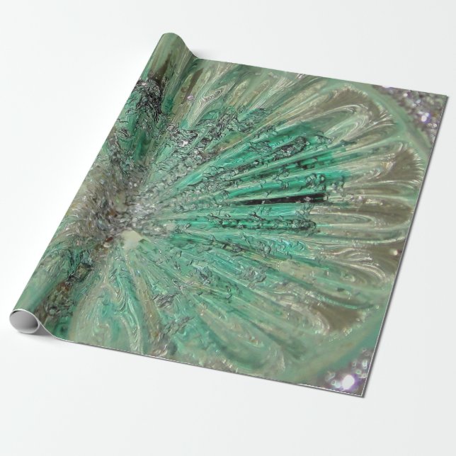 Icy Aqua Art Glass Wintery Christmas Elegance Wrapping Paper (Unrolled)