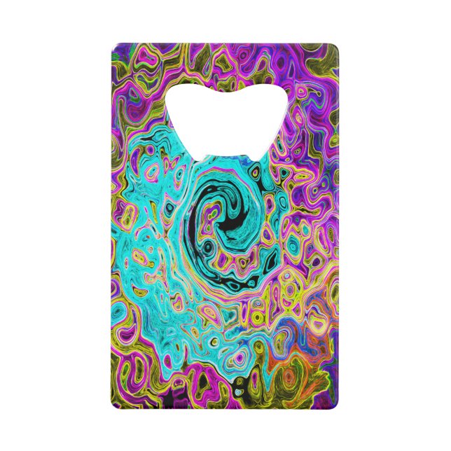 Icy Aqua Blue Groovy Abstract Retro Liquid Swirl (Front)