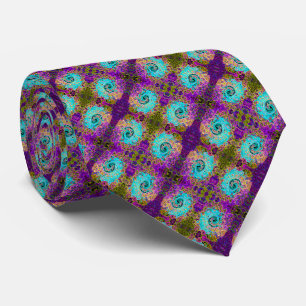 Icy Aqua Blue Groovy Abstract Retro Liquid Swirl Tie