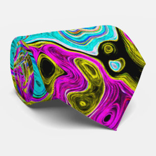Icy Aqua Blue Groovy Abstract Retro Liquid Swirl Tie
