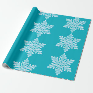 Icy Aqua Teal Frozen Winter Snowflakes Christmas Wrapping Paper