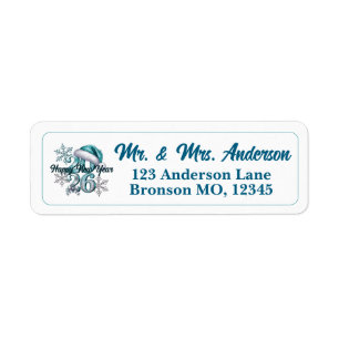 Icy Blue 2026 with Santa Hat and Snowflakes Return Address Label