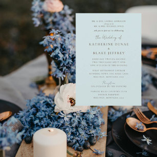 Icy Blue 2 Venue Chuch Wedding Invitation