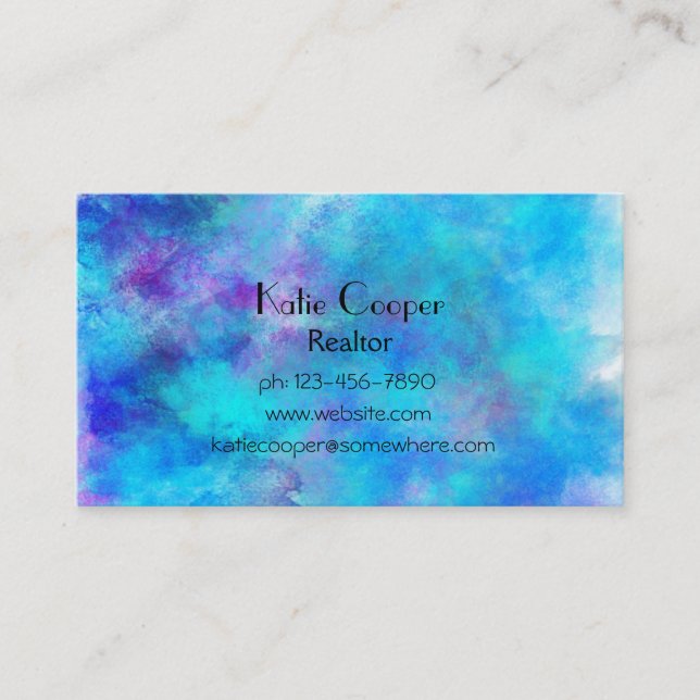 Icy Blue Abstract Design Business Card (Front)