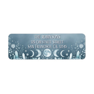 Icy Blue Celestial Moon Phase Return Address Label