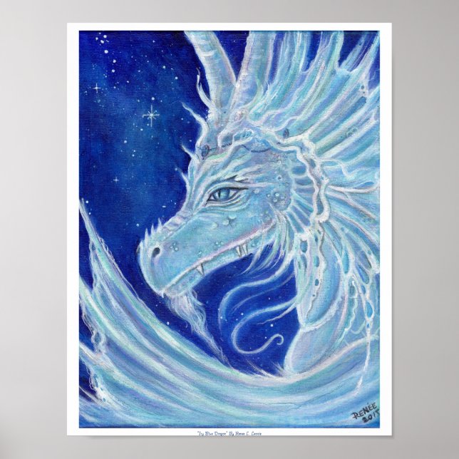 Icy Blue Dragon poster print by Renee Lavoie (Front)
