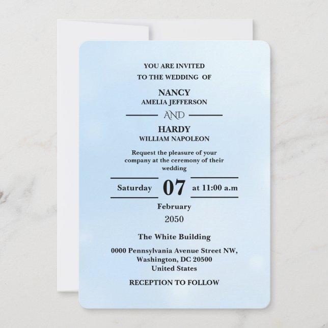 Icy Blue Frost Shimmer Design Invitation (Front)