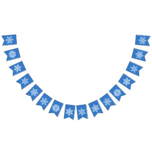Icy Blue Frozen Snowflake Frosty Winter Christmas Bunting