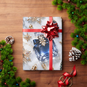 Icy Blue Jewel Perfume Christmas Wrapping Paper