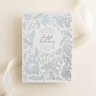 Icy Blue Joyful Holiday Folk Illustration