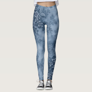 Icy Blue Lace Floral Leggings – Romantic Vintage B