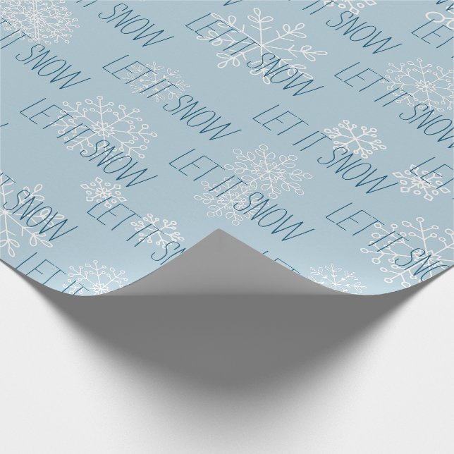 Icy Blue Let It Snow Snowflakes Christmas Holiday  Wrapping Paper (Corner)