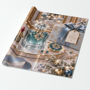 Icy Blue Luxury Christmas Beauty Wrapping Paper