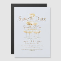 Icy Blue Magnetic Champagne Wedding Save the Date