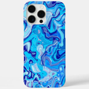 Icy Blue Marble Texture Liquid Metal Abstract iPhone 16 Pro Max Case