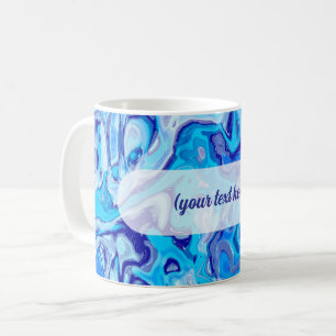 Icy Blue Marble Texture Liquid Metal Abstract Coffee Mug
