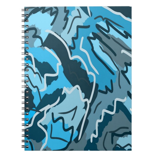 Icy Blue Marbled Abstract  Notebook (Front)