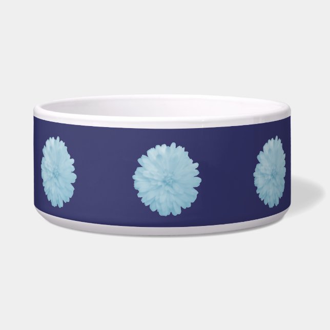 Icy Blue Marigold Dog Bowl (Front)