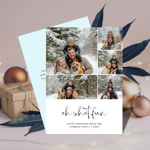 Icy Blue Oh What Fun Christmas Family Fun Photo Holiday Card