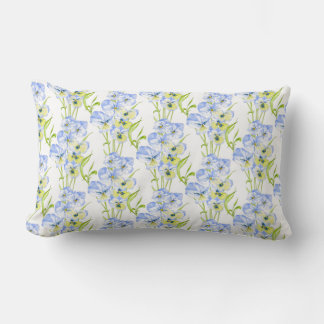 Icy Blue Pansies on a Lumbar Pillow