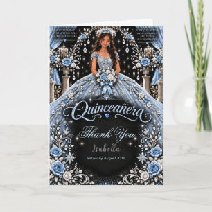 Icy Blue Quinceañera Celebration Thank You Card