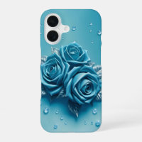 Icy Blue Roses with Droplets iPhone Case