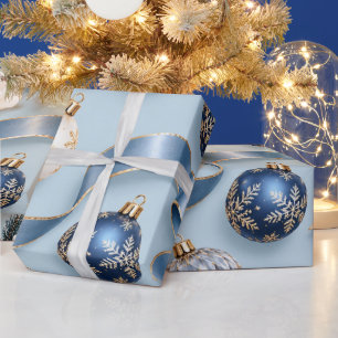 Icy Blue Sapphire Christmas Ornaments Wrapping Paper