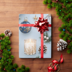 Icy Blue Sapphire Christmas Ornaments Wrapping Paper