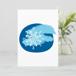Icy Blue Snowflake Abstract Winter Circle Invitation
