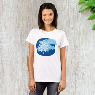 Icy Blue Snowflake Abstract Winter Circle T-Shirt