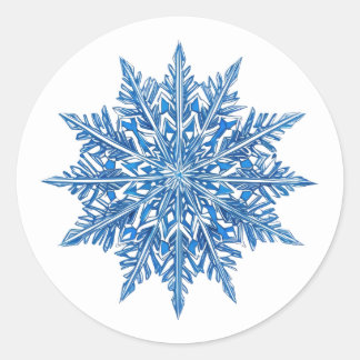 Icy Blue Snowflake Classic Round Sticker