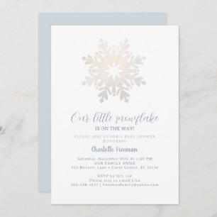 Icy Blue Snowflake Is On The Way Baby Shower Invitation