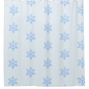 Icy Blue Snowflake Pattern Winter Design Shower Curtain