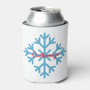 Icy Blue Snowflake Thunder_Cove Can Cooler