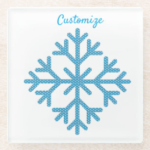 Icy Blue Snowflake Thunder_Cove  Glass Coaster