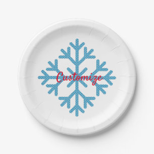 Icy Blue Snowflake Thunder_Cove Paper Plate