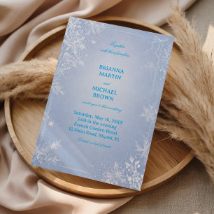 Icy Blue Snowflake Winter Whispers Invitation