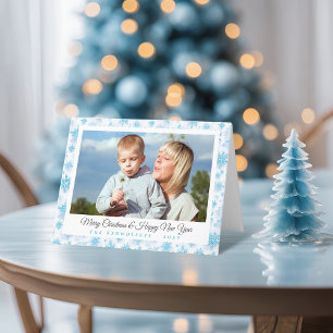 Icy Blue Snowflakes Christmas Photo Holiday Card