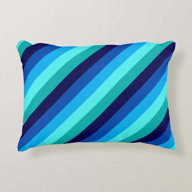 Icy Blue Teal Stripes Accent Pillow (Front)