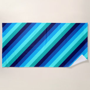 Icy Blue Teal Stripes Beach Towel