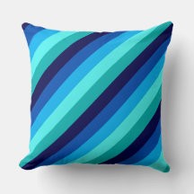 Icy Blue Teal Stripes Big Throw Pillow